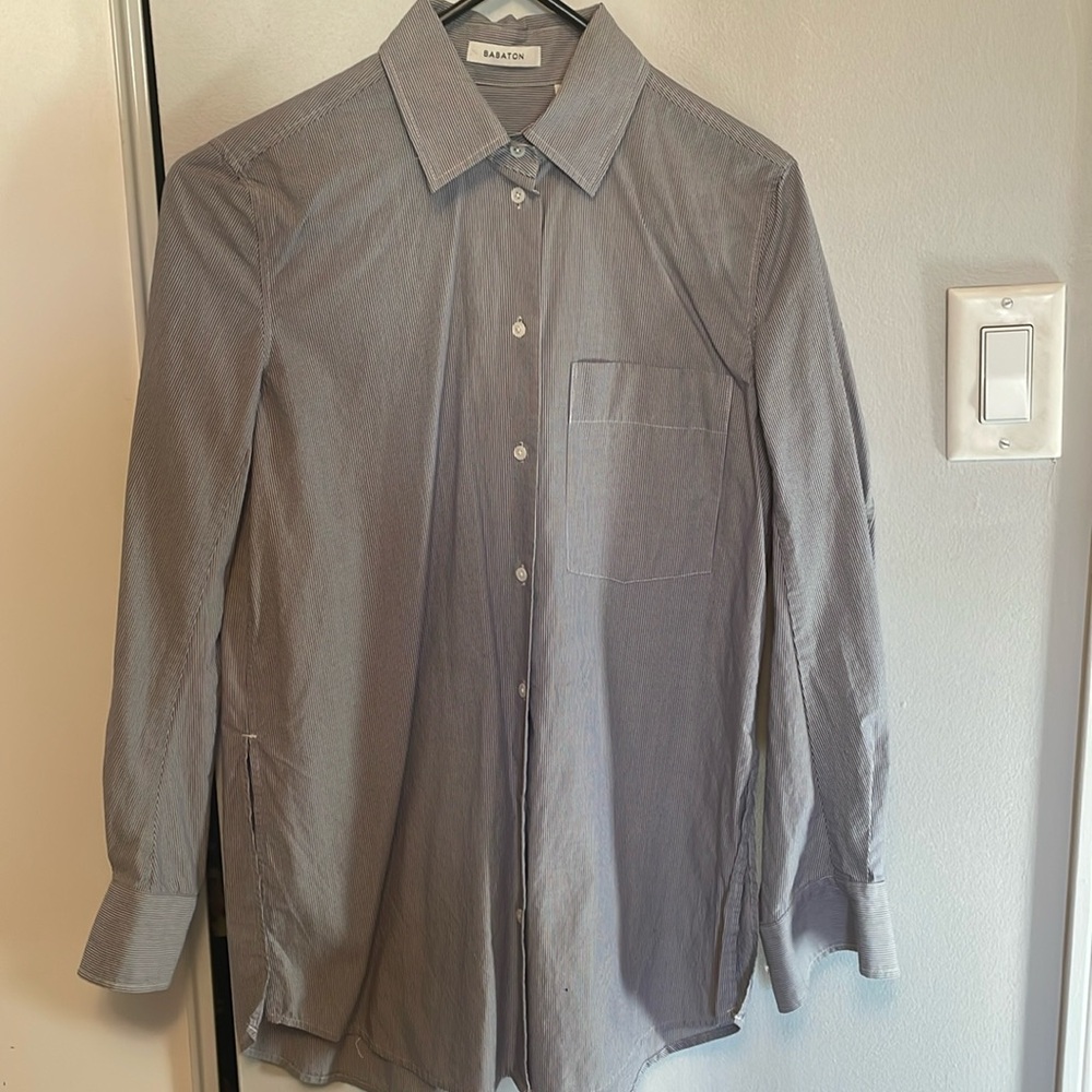 Babaton long sleeve stripe shirt size xs